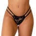 CALCINHA TANGA DESEJO RENDA E FLOR STRASS - TAM. M PRETA 