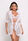 CONJUNTO TRIO SEM BOJO EM RENDA E ROBE TAM. GG(46) PRETO E BRANCO