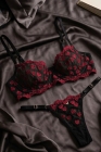 CONJUNTO SUTIÃ MEIA TAÇA SEM BOJO COM FIO EM TULE BORDADO Ref.: 202407