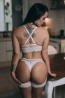 CROPPED SEM BOJO, FEITO EM ARRASTÃO E RENDA, POSSUI CALCINHA COM CINTA LIGA Ref.: 02376 TAM. G